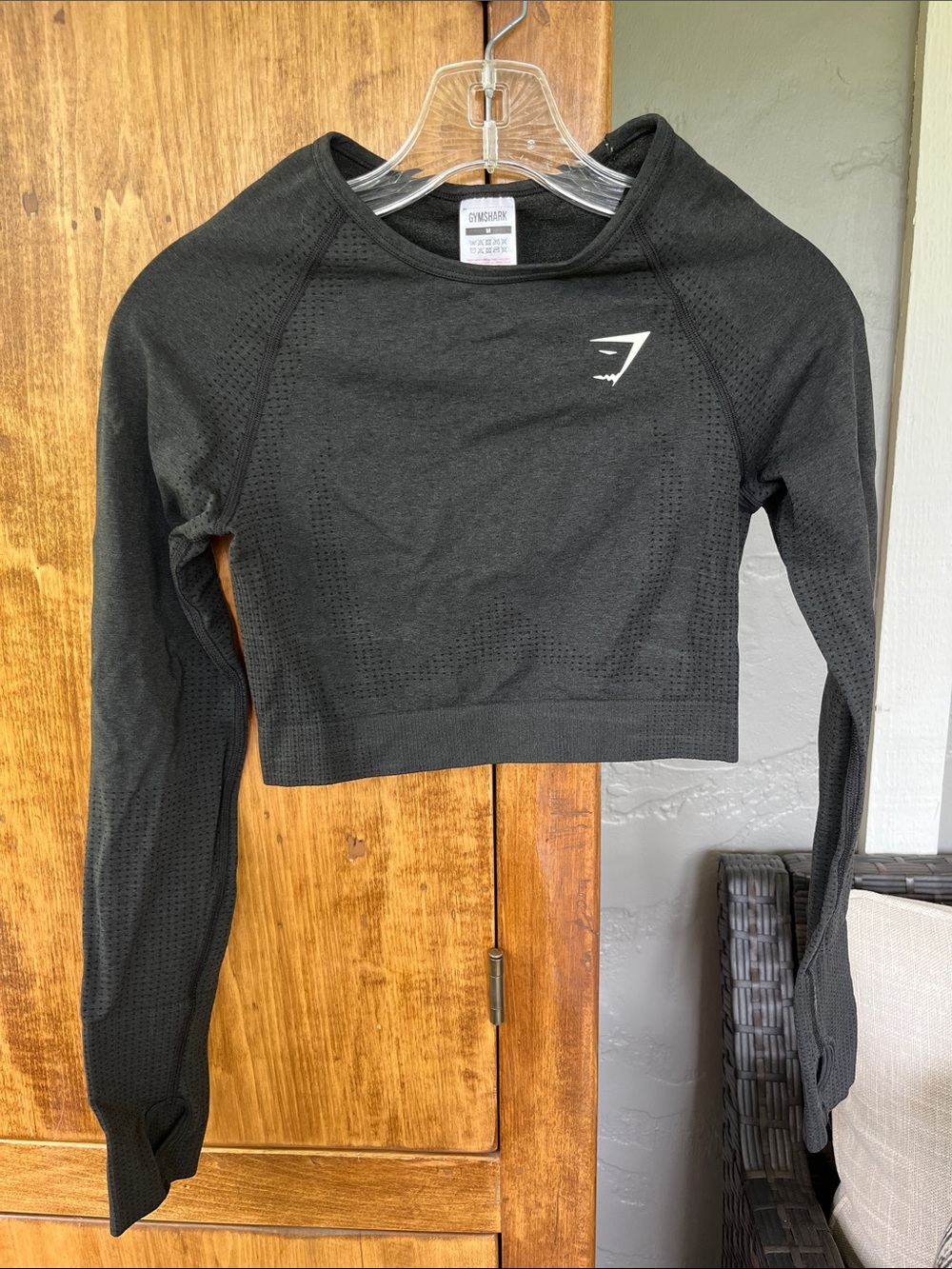 Gymshark Black Long Sleeve Cropped Seamless Tee